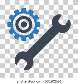 Service Tools vector pictogram. Illustration style is a flat iconic bicolor smooth blue symbol on a transparent background.