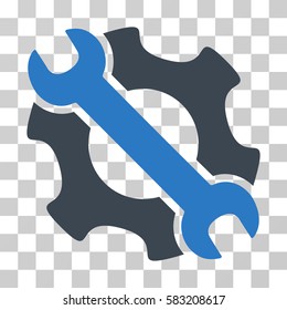 Service Tools vector pictogram. Illustration style is a flat iconic bicolor smooth blue symbol on a transparent background.