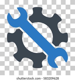 Service Tools vector pictogram. Illustration style is a flat iconic bicolor smooth blue symbol on a transparent background.