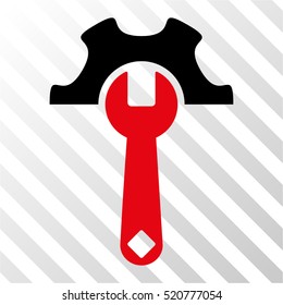 Service Tools vector pictograph. Illustration style is flat iconic bicolor intensive red and black symbol on a hatch transparent background.