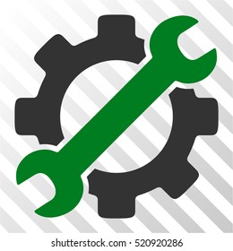 Service Tools vector pictograph. Illustration style is flat iconic bicolor green and gray symbol on a hatched transparent background.