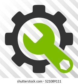 Service Tools vector pictograph. Illustration style is flat iconic bicolor eco green and gray symbol on a hatched transparent background.