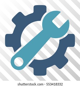 Service Tools vector pictograph. Illustration style is flat iconic bicolor cyan and blue symbol on a hatched transparent background.