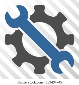 Service Tools vector pictograph. Illustration style is flat iconic bicolor cobalt and gray symbol on a hatch transparent background.