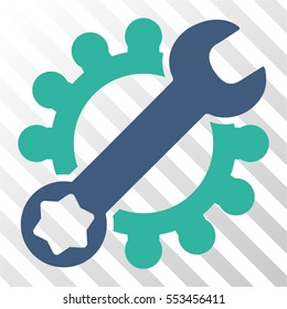 Service Tools vector pictograph. Illustration style is flat iconic bicolor cobalt and cyan symbol on a hatch transparent background.