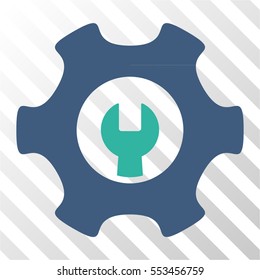 Service Tools vector pictograph. Illustration style is flat iconic bicolor cobalt and cyan symbol on a hatched transparent background.