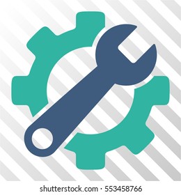 Service Tools vector pictograph. Illustration style is flat iconic bicolor cobalt and cyan symbol on a hatch transparent background.
