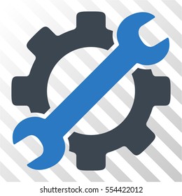 Service Tools vector pictograph. Illustration style is flat iconic bicolor smooth blue symbol on a hatched transparent background.