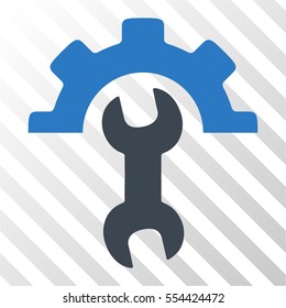 Service Tools vector pictograph. Illustration style is flat iconic bicolor smooth blue symbol on a hatched transparent background.