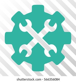 Service Tools vector pictograph. Illustration style is flat iconic cyan symbol on a hatched transparent background.