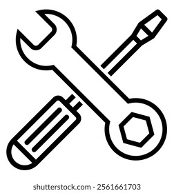 Service tools. Wrench and Gear cogwheel icon in trendy flat design. Vector illustration. Car service,  repair, car detail. Design eps 10