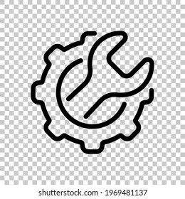 Service tools, wrench and screwdriver, repair instruments, simple icon. Black editable linear symbol on transparent background