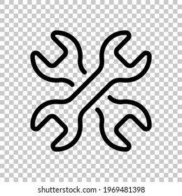 Service tools, wrench and screwdriver, repair instruments, simple icon. Black editable linear symbol on transparent background