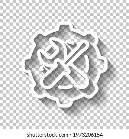 Service tools, wrench and screwdriver, repair instruments, simple icon. White linear icon with editable stroke and shadow on transparent background