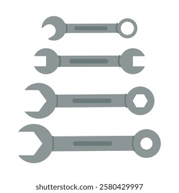 Service tools, wrenches set. Repair tools, color icons of working tool. Vector illustration in flat style on white background