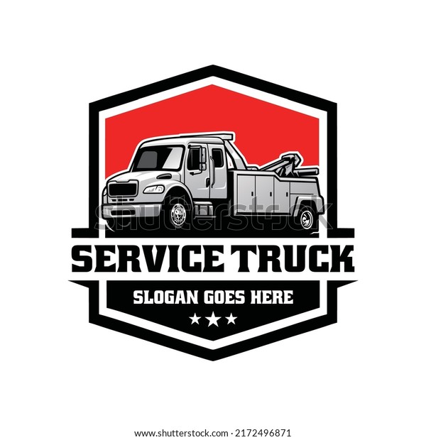 service and\
towing truck illustration logo\
vector