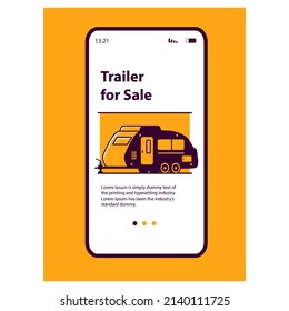 Service For Trailer Repair.Fix Auto Travel Mobile Application.RV Maintenance.Website Banner Concept. Line Art Vector Illustration.