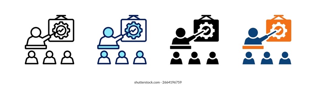 Service-Training Alles in einem Symbol Multi Styles Vektor-Set