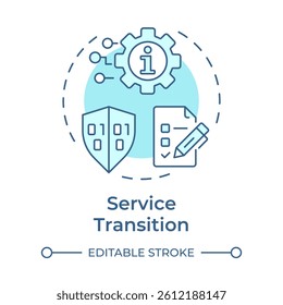 Service transition soft blue concept icon. Knowledge management, software development. Round shape line illustration. Abstract idea. Graphic design. Easy to use in blog post, presentation