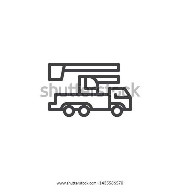 Service Truck line icon.\
Cherry picker linear style sign for mobile concept and web design.\
Bucket truck outline vector icon. Symbol, logo illustration. Vector\
graphics