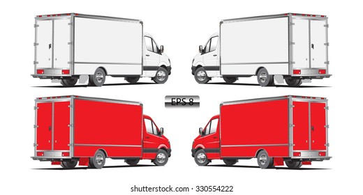 Service truck white and red left and right on white background vector illustration for Transportation background.