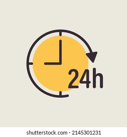 Service twenty four hours vector isolated icon. Graph symbol for travel and tourism web site and apps design, logo, app, UI