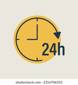 Service twenty four hours vector isolated icon. Graph symbol for travel and tourism web site and apps design, logo, app, UI