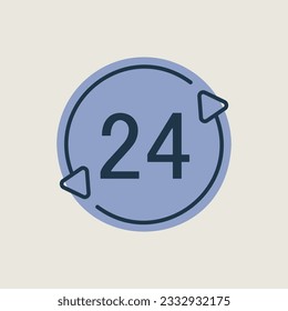 Service twenty four hours vector icon. E-commerce sign. Graph symbol for your web site design, logo, app, UI