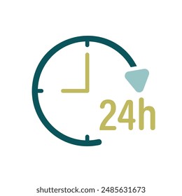 Service twenty four hours vector isolated icon. Graph symbol for travel and tourism web site and apps design, logo, app, UI