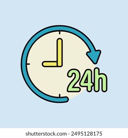 Service twenty four hours vector isolated icon. Graph symbol for travel and tourism web site and apps design, logo, app, UI