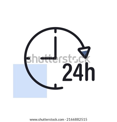 Service twenty four hours vector isolated icon. Graph symbol for travel and tourism web site and apps design, logo, app, UI
