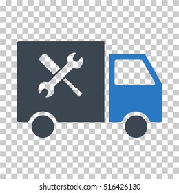 Service Van EPS vector icon. Illustration style is flat iconic bicolor smooth blue symbol on chess transparent background.