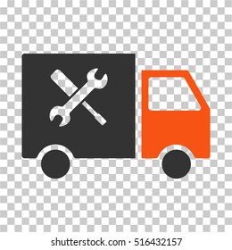 Service Van EPS vector pictograph. Illustration style is flat iconic bicolor orange and gray symbol on chess transparent background.