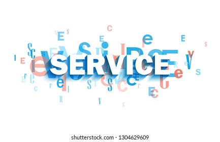 SERVICE vector blue and coral typography banner 