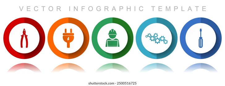 Service vector icon collection, miscellaneous icons such as pliers, plug, engineer, gears and screwdriver, flat design infographic template in eps 10