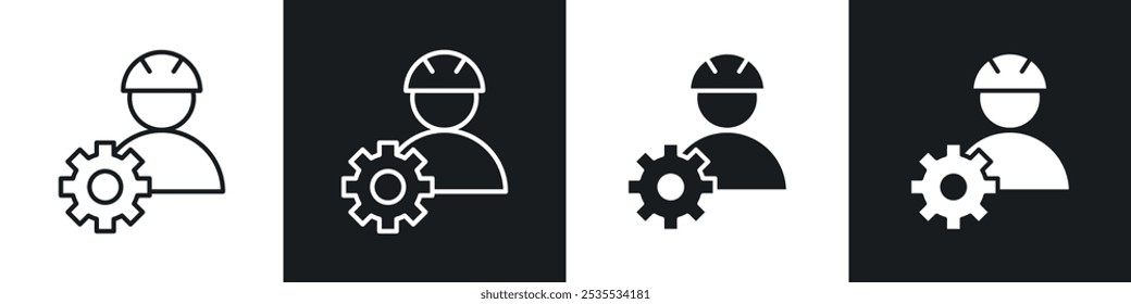 Service vector icon set in black and white. EPS 10 illustration
