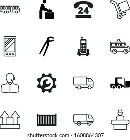 service vector icon set such as: delivering, rescue, adjustable, hotel, wrench, soft, store, user, 24, registration, application, reception, arrows, worker, glyph, lady, bus, long, tool, sticker