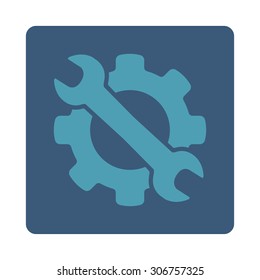 Service vector icon. This flat rounded square button uses cyan and blue colors and isolated on a white background.