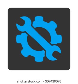 Service vector icon. This flat rounded square button uses blue and gray colors and isolated on a white background.