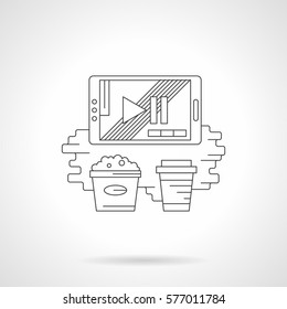 Service for watching movies on mobile device. Detailed flat line style icon