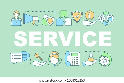 Service Word Concepts Banner. Call Center, Hotline, Helpdesk. Presentation, Website. Customer Suport. Isolated Lettering Typography Idea With Linear Icons. Vector Outline Illustration