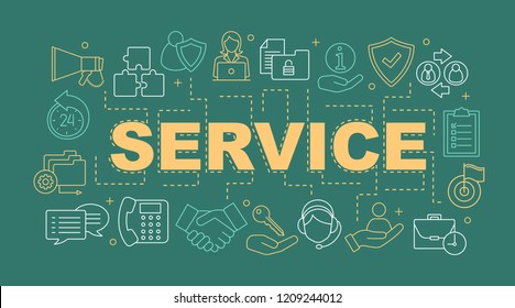 Service Word Concepts Banner. Call Center, Hotline, Helpdesk. Presentation, Website. Customer Suport. Isolated Lettering Typography Idea With Linear Icons. Vector Outline Illustration