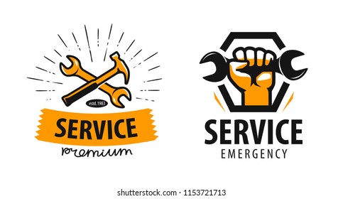 Service, workshop logo or label. Repair icon. Vector illustration