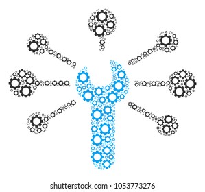 Service Wrench Relations composition of mechanical wheels. Vector cog wheel components are grouped into service wrench relations mosaic.