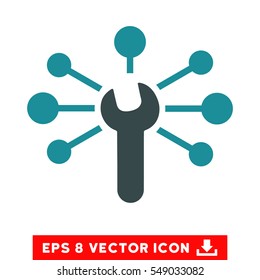 Service Wrench Relations EPS vector icon. Illustration style is flat iconic bicolor soft blue symbol on white background.