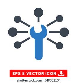 Service Wrench Relations EPS vector icon. Illustration style is flat iconic bicolor smooth blue symbol on white background.