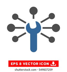 Service Wrench Relations EPS vector pictogram. Illustration style is flat iconic bicolor cobalt and gray symbol on white background.