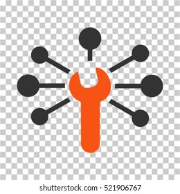 Service Wrench Relations icon. Vector pictograph style is a flat bicolor symbol, orange and gray colors, chess transparent background. Designed for software and web interface toolbars and menus.