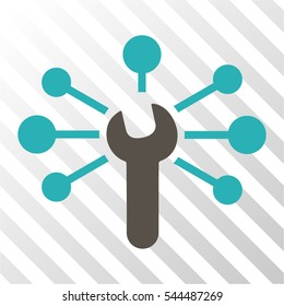 Service Wrench Relations vector icon. Illustration style is flat iconic bicolor grey and cyan symbol on a hatch transparent background.