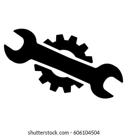 Service Wrench vector icon. Flat black symbol. Pictogram is isolated on a white background. Designed for web and software interfaces.